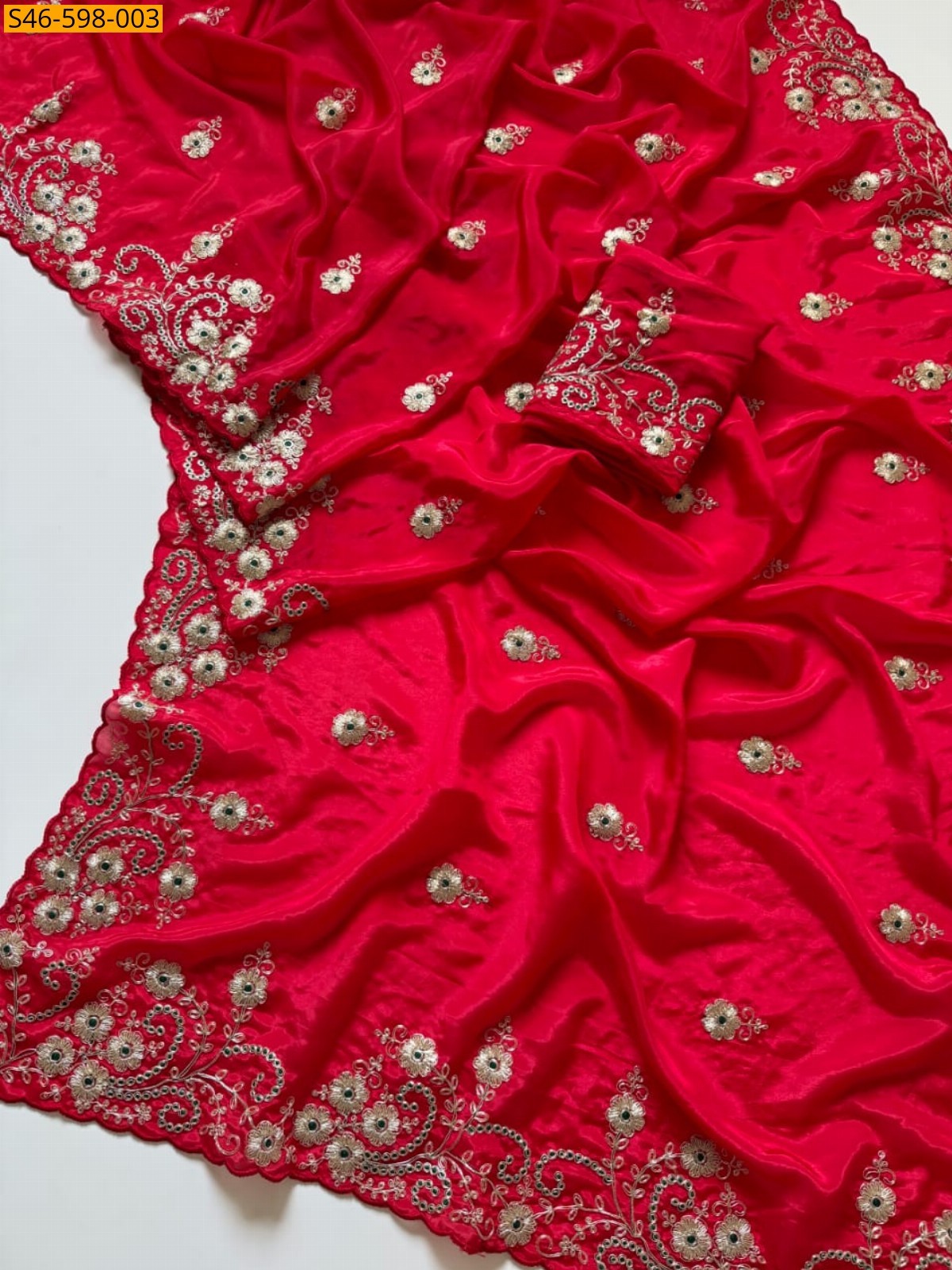 Red Fancy Soft H.O silk saree
