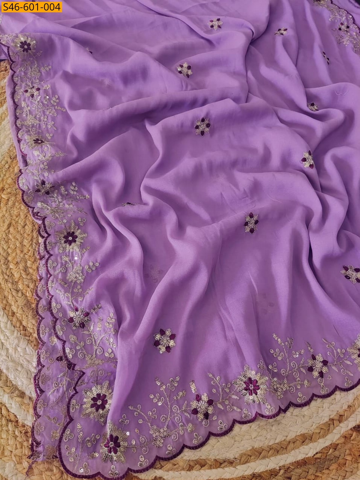 Lavender Fancy Star Georgette Saree