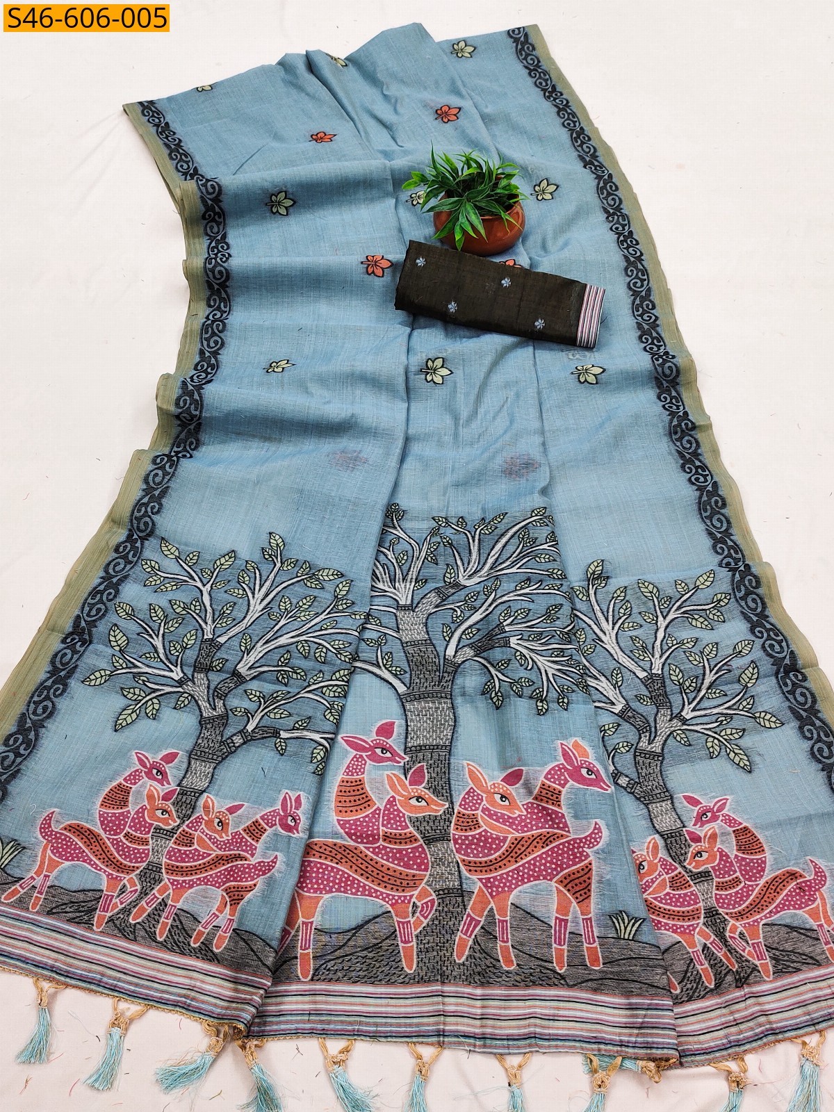 Blue Fancy Soft muga silk saree