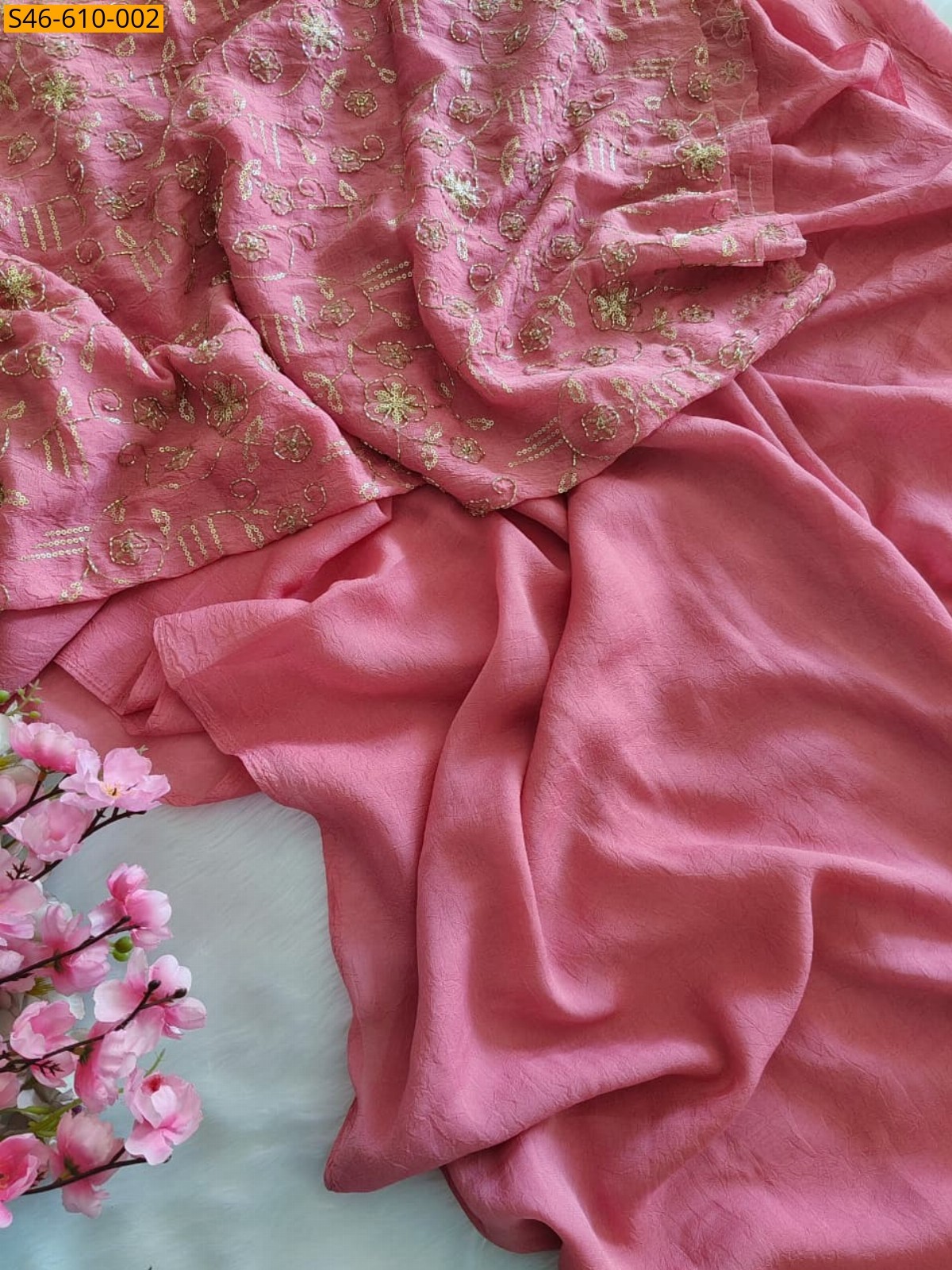 Light Pink Fancy Rangoli Crush Saree