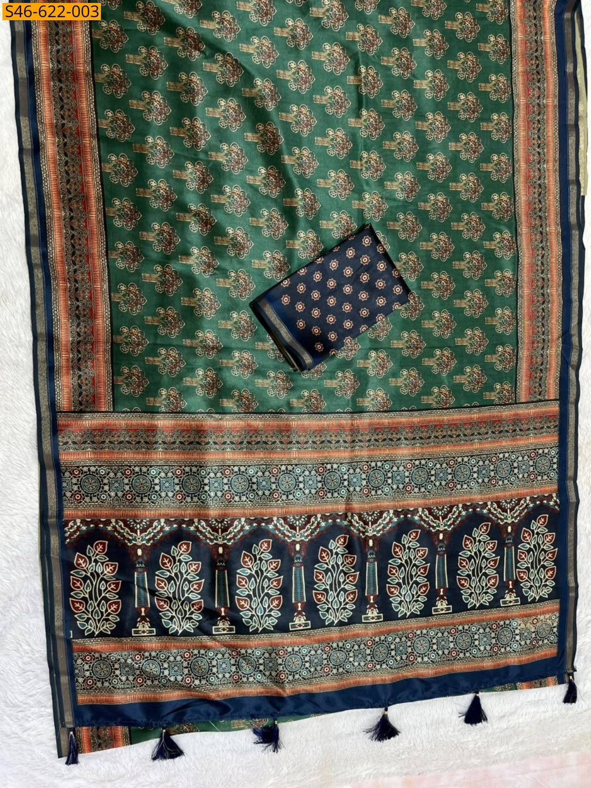 Green Fancy Soft Malai Silk Saree