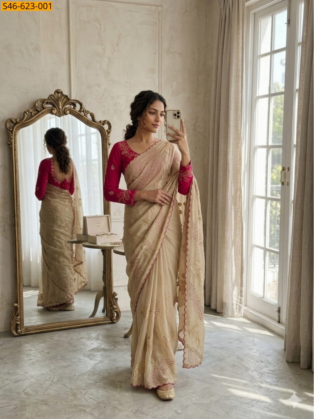 Beige Fancy Star Georgette Saree Beige Fancy Star Georgette Saree