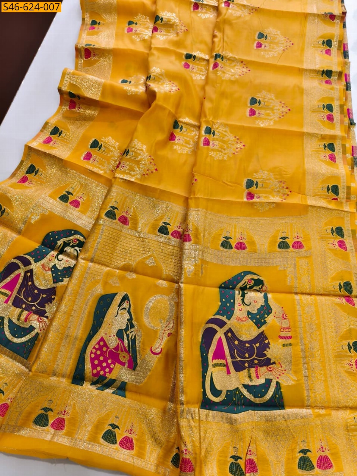 Yellow Fancy Soft Banarasi Silk Saree