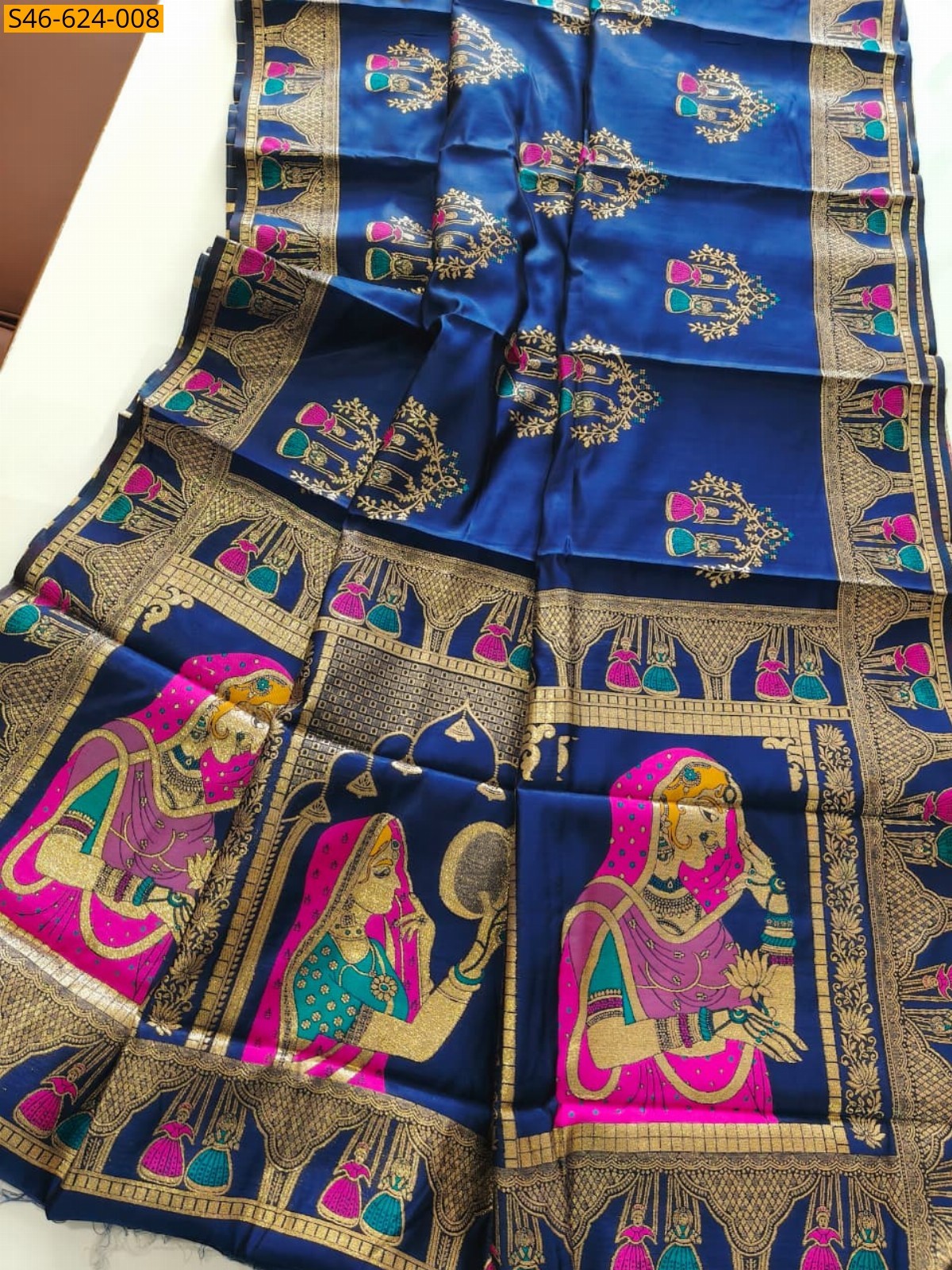 Navy Blue Fancy Soft Banarasi Silk Saree