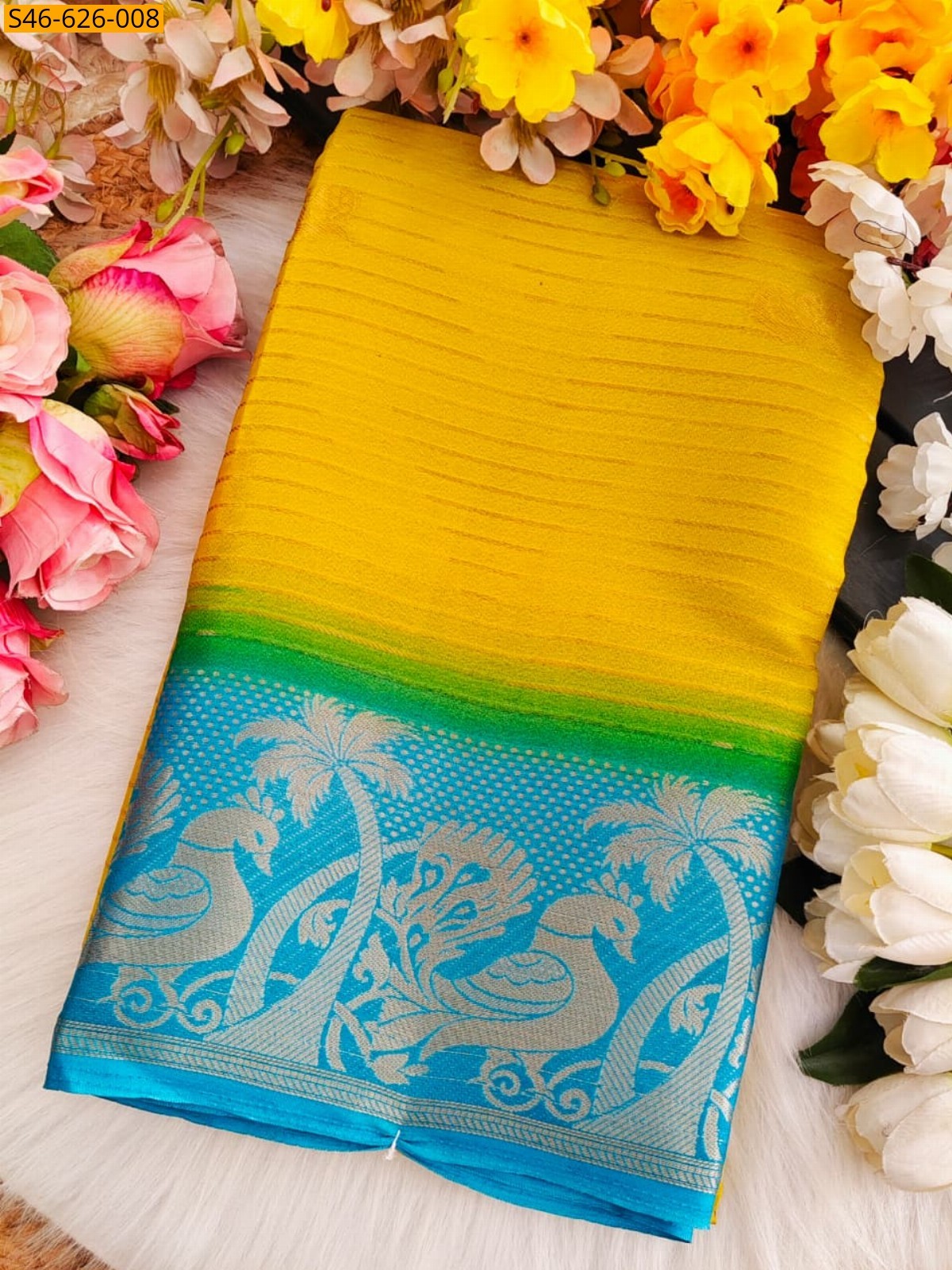 Yellow Fancy Viscose Georgette Saree