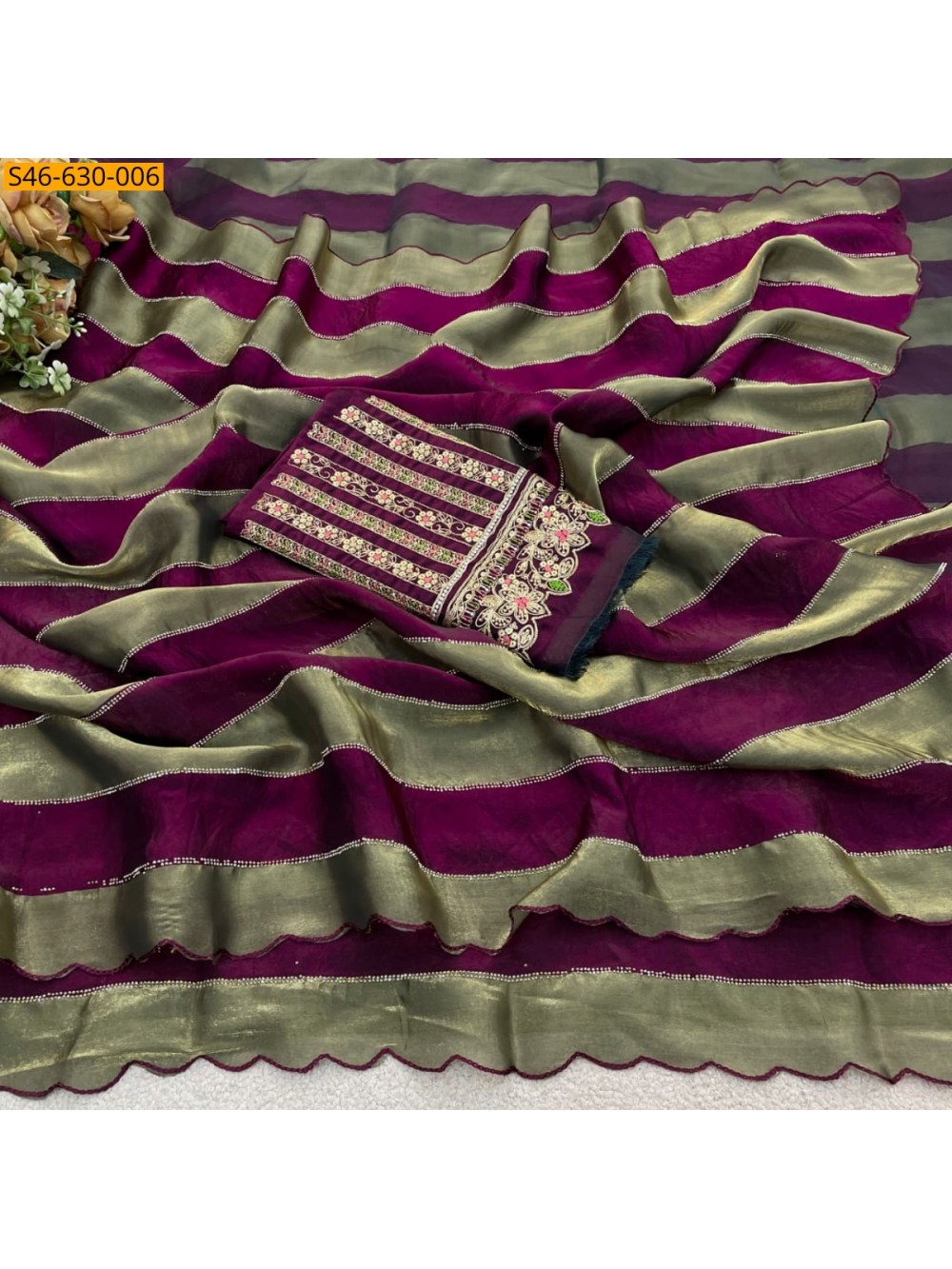 Fancy Satin Patta Saree