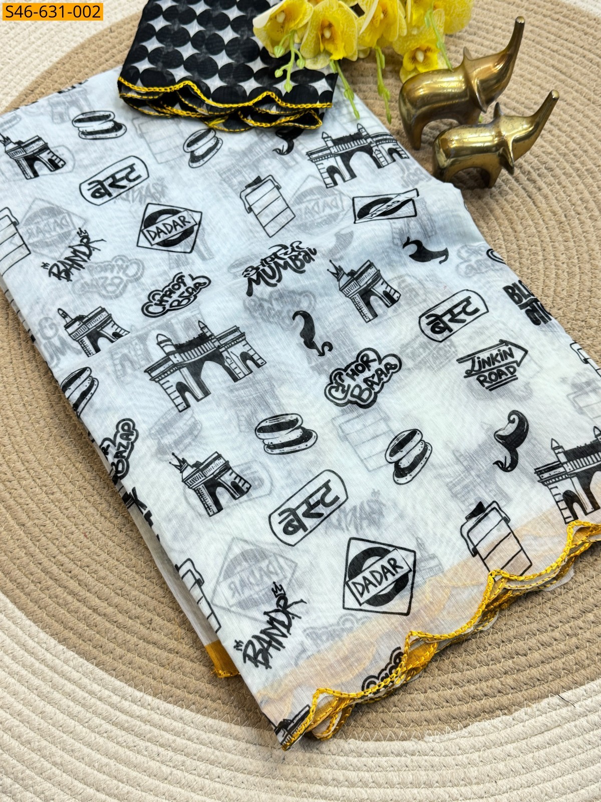 White Fancy Soft Chanderi Cotton Saree