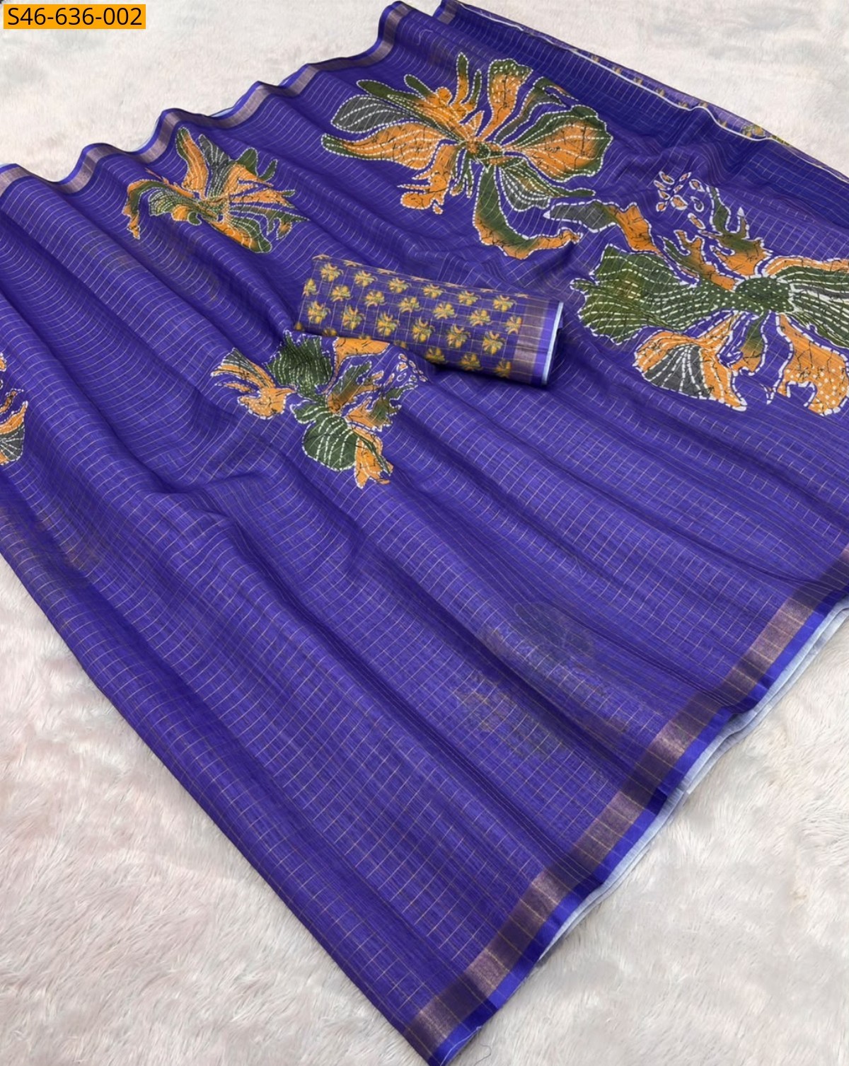 Violet Fancy Soft Linen Cotton Saree