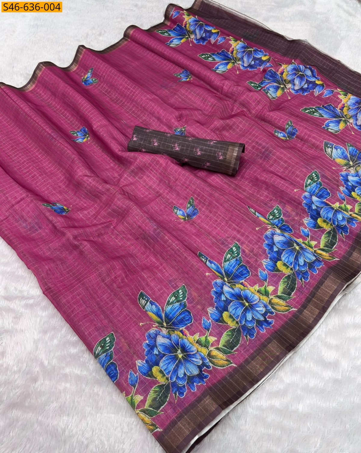 Pink Fancy Soft Linen Cotton Saree