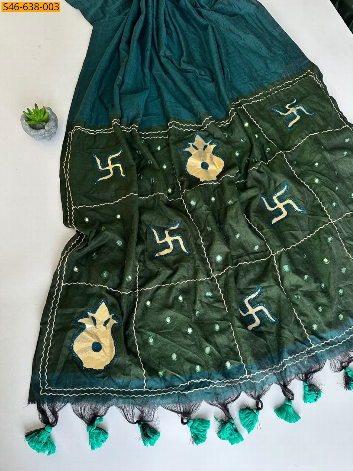 Morpitch Fancy khadi Cotton Saree