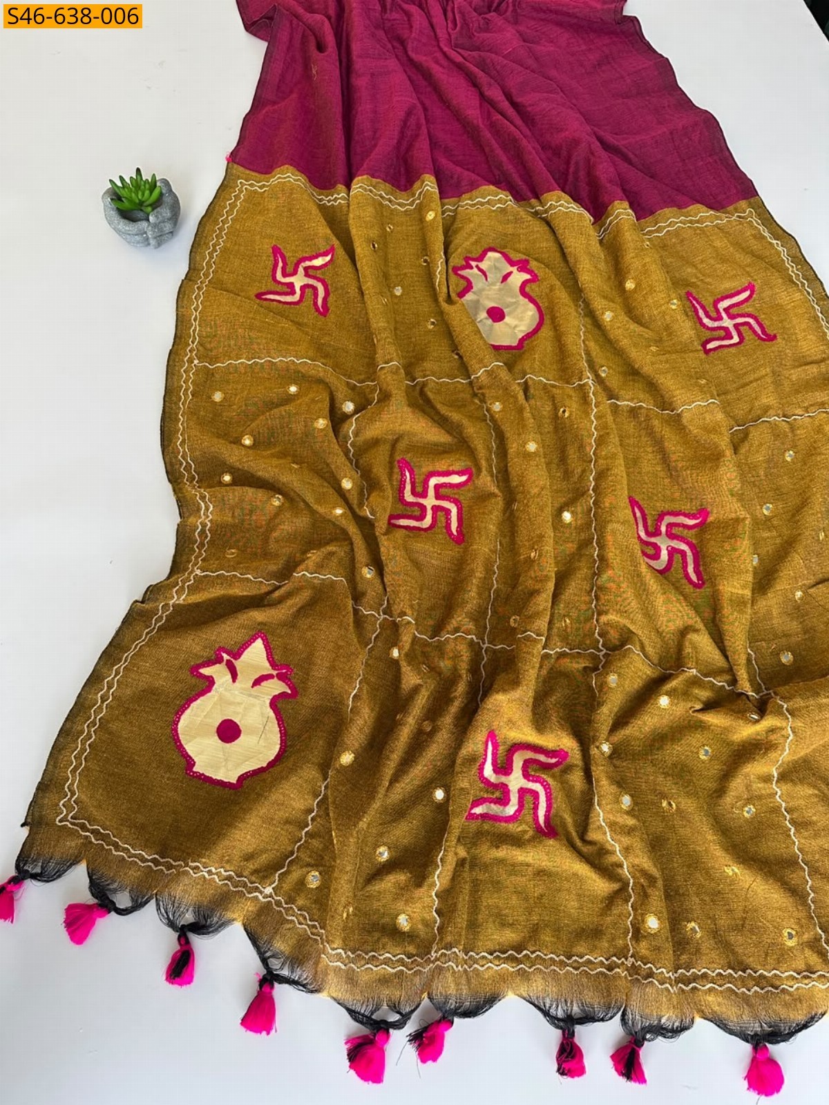 Pink Fancy khadi Cotton Saree