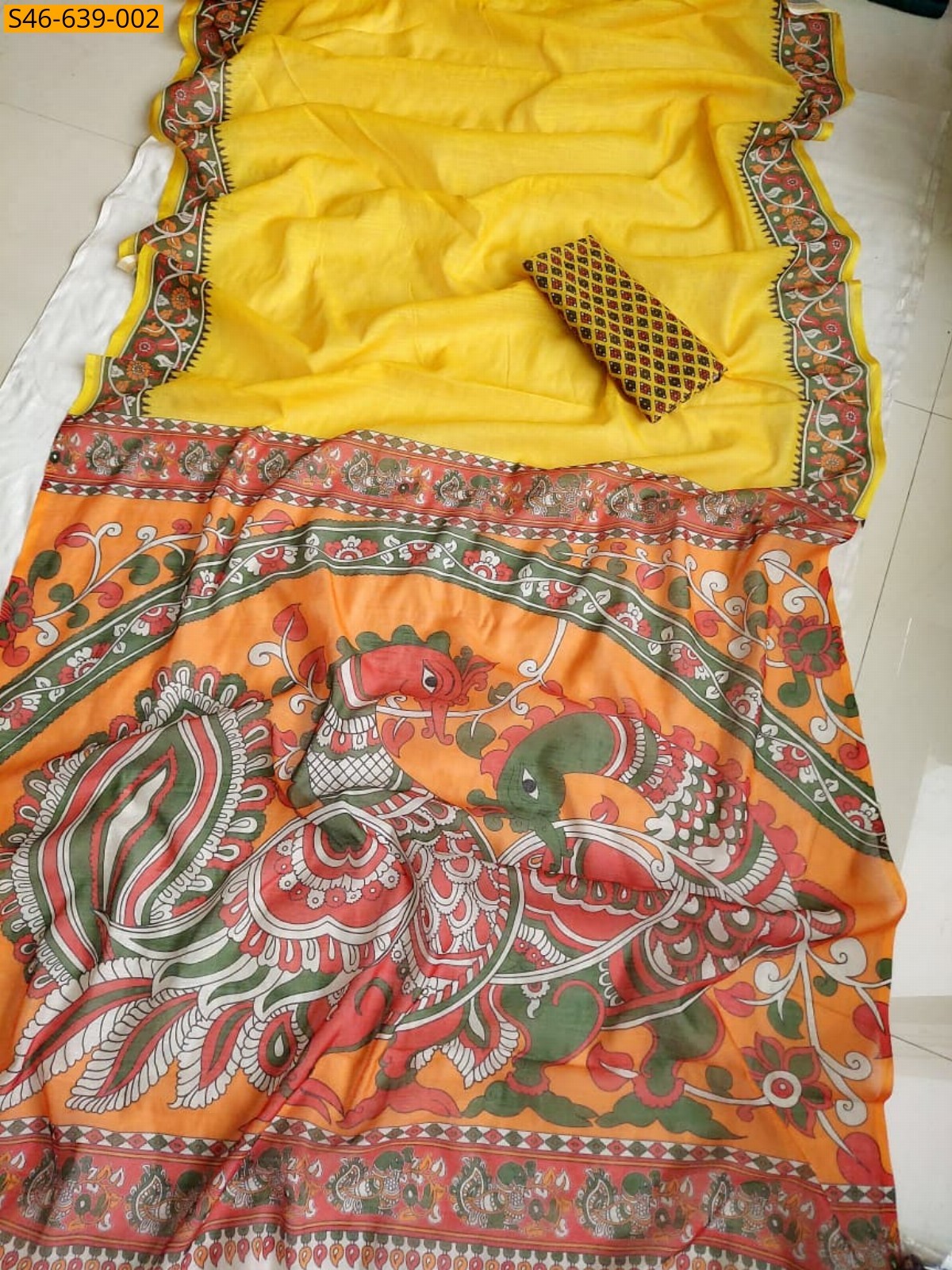 Yellow Fancy Soft linen cotton Saree
