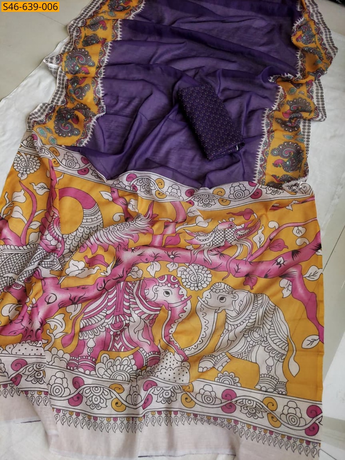 Purple Fancy Soft linen cotton Saree