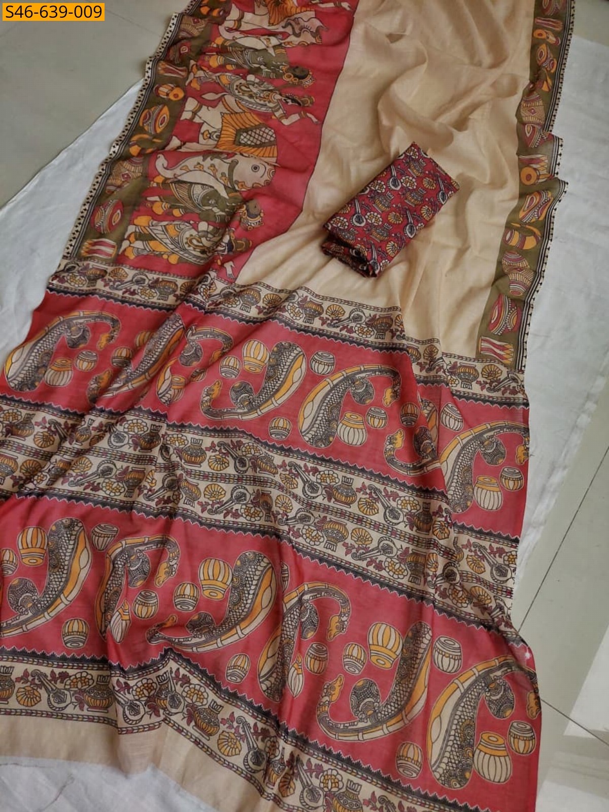 Half White Fancy Soft linen cotton Saree