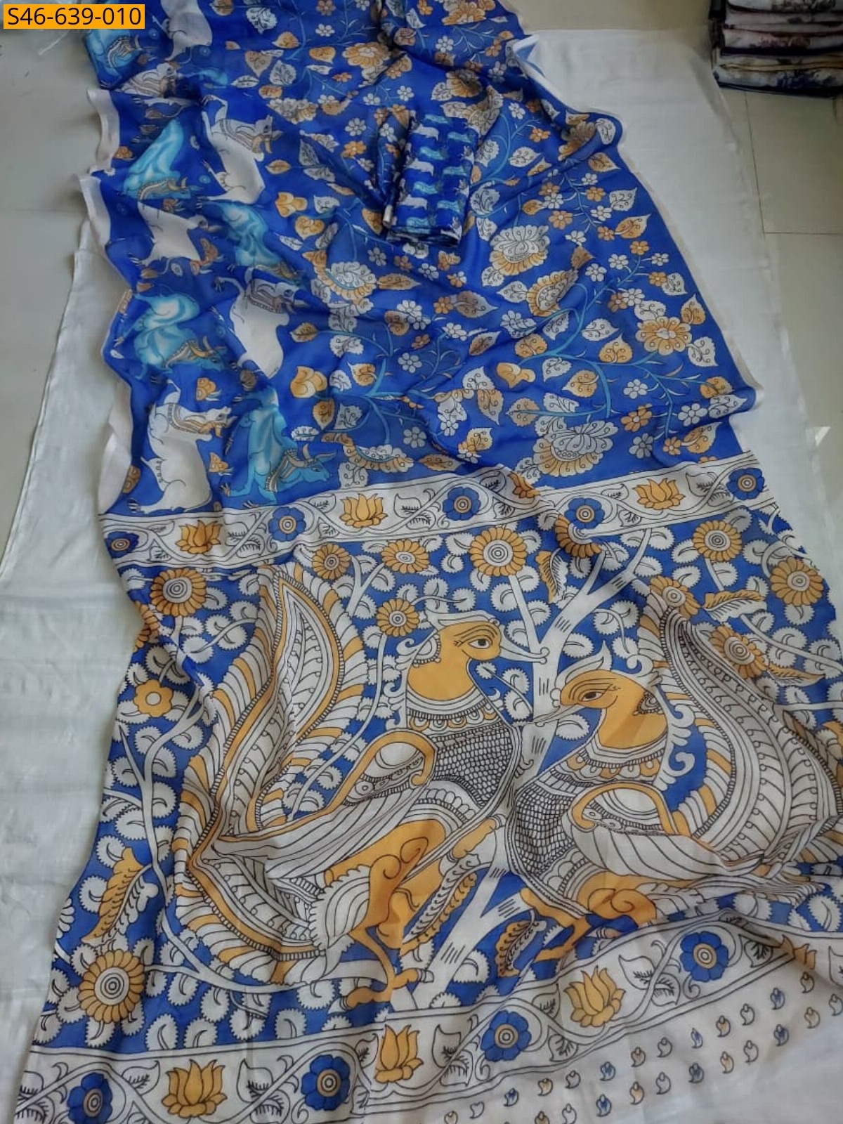Blue Fancy Soft linen cotton Saree