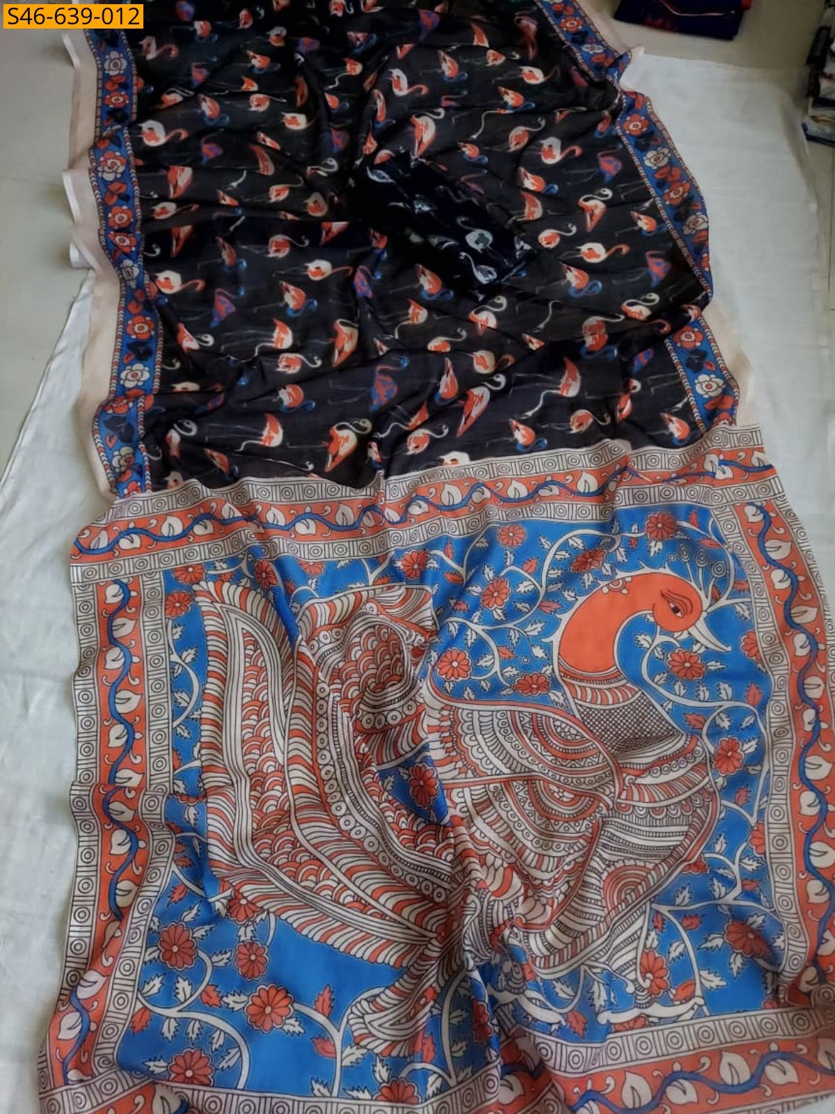 Black Fancy Soft linen cotton Saree