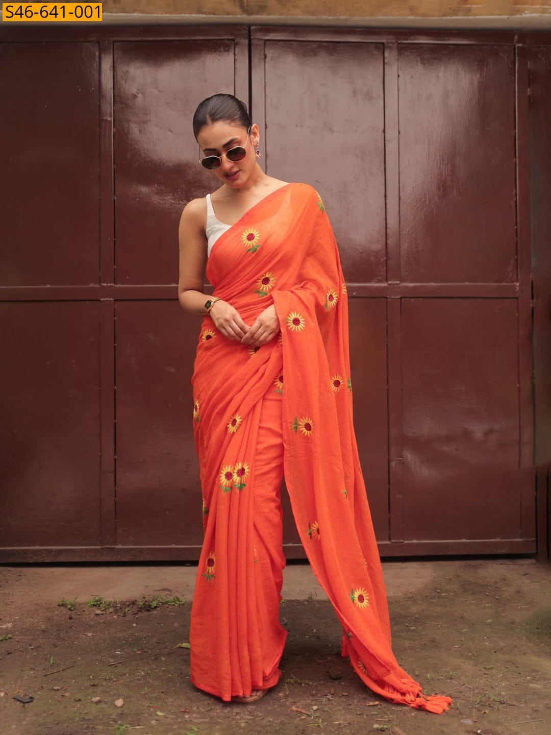 Red Fancy Chanderi Cotton Saree