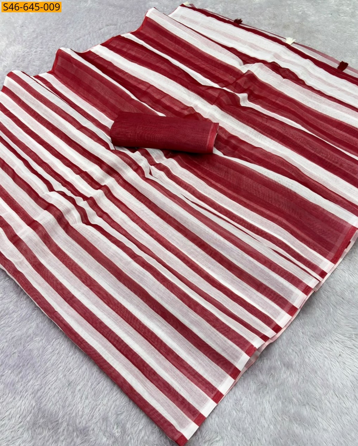 Fancy Plain Linen Cotton Saree