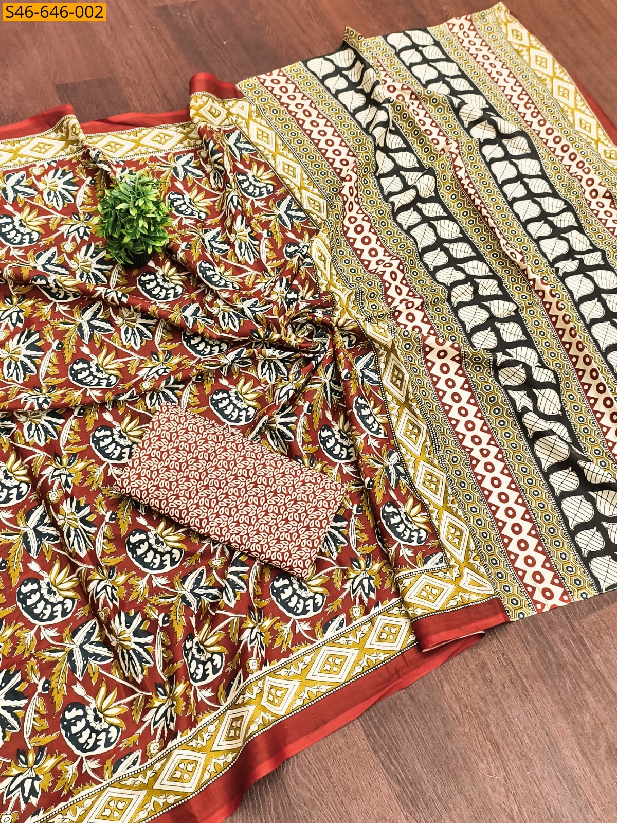 Brown Fancy Cotton Saree