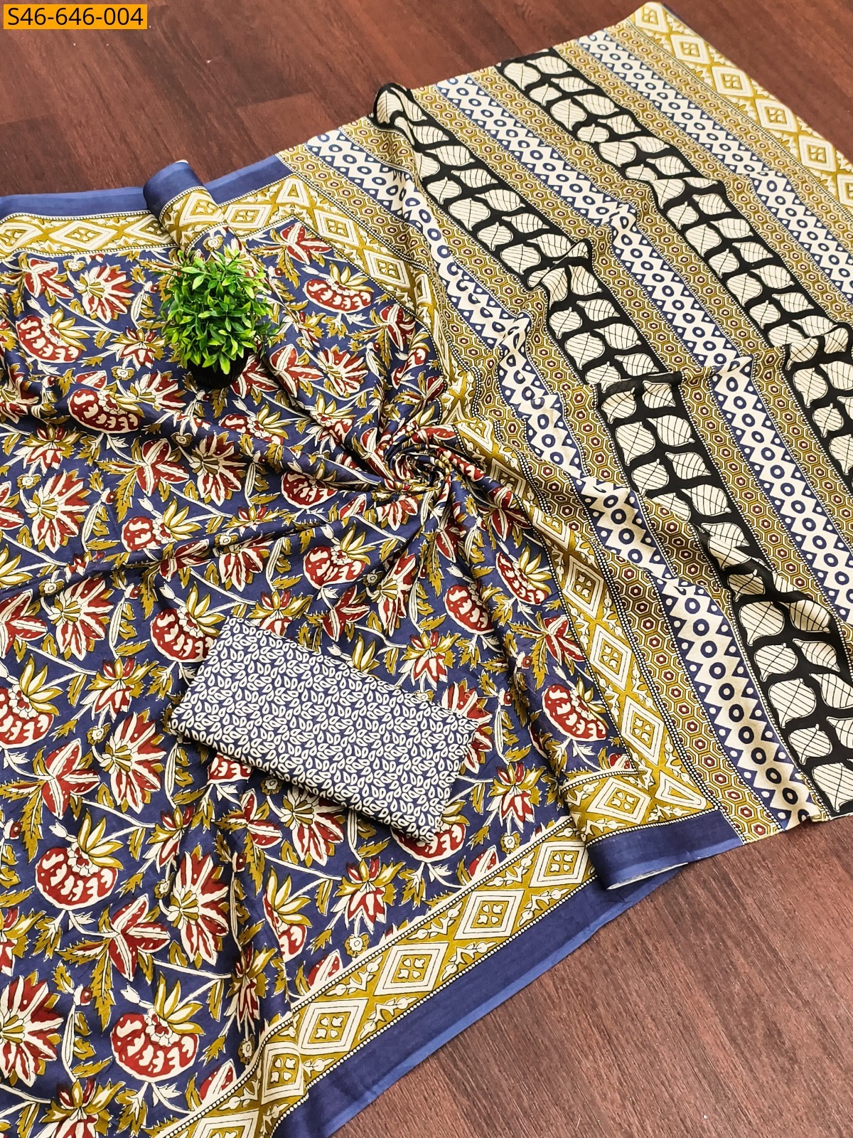 Blue Fancy Cotton Saree