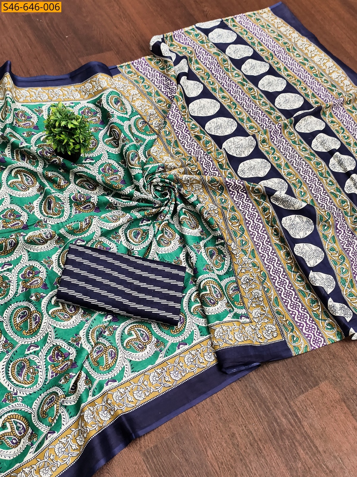 Green Fancy Cotton Saree
