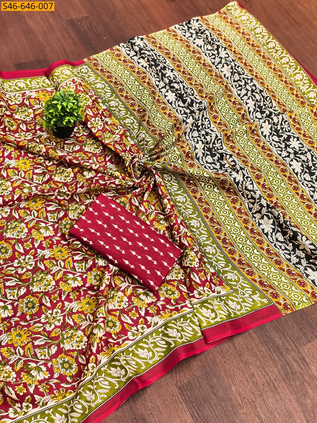 Pink Fancy Cotton Saree