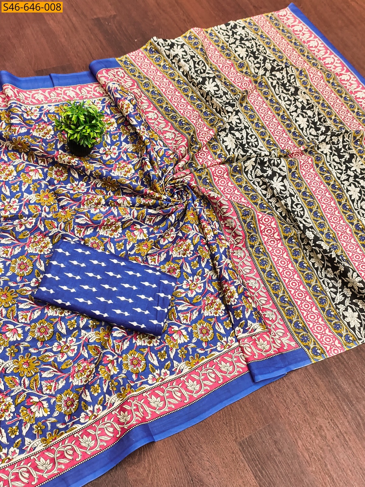 Blue Fancy Cotton Saree