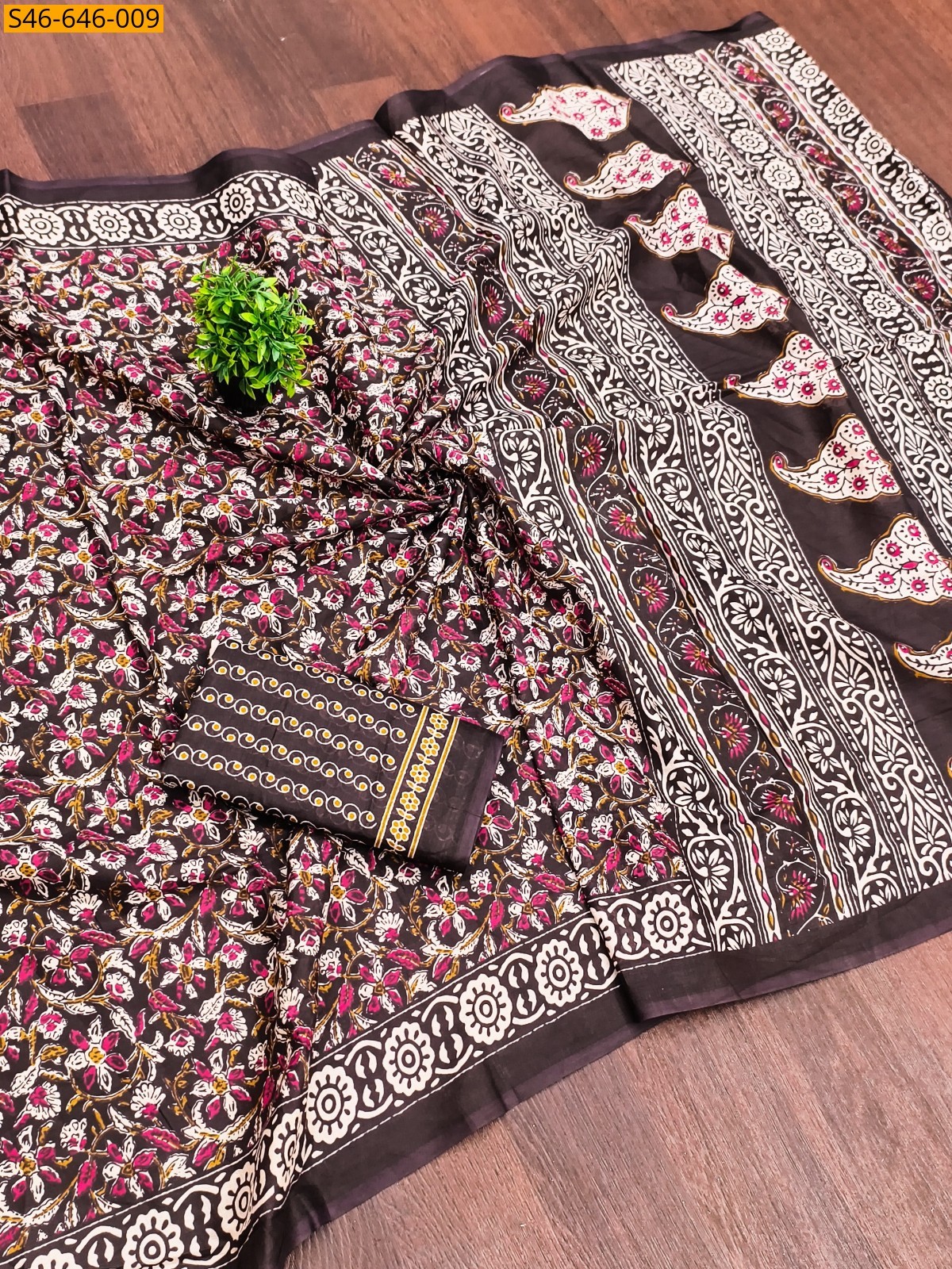 Brown Fancy Cotton Saree