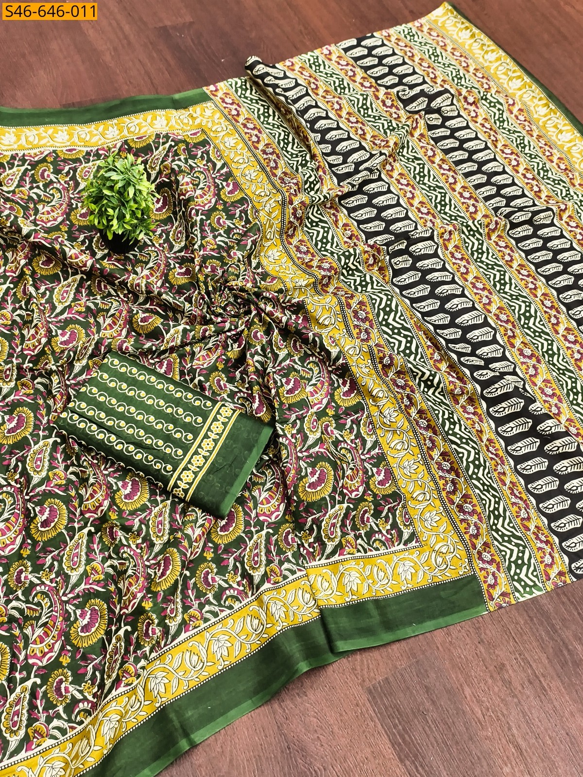 Green Fancy Cotton Saree