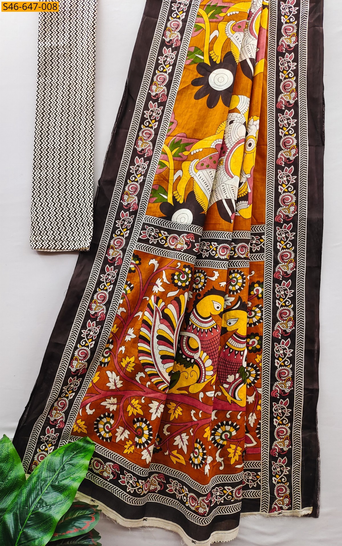 Orange Fancy Cotton  Saree