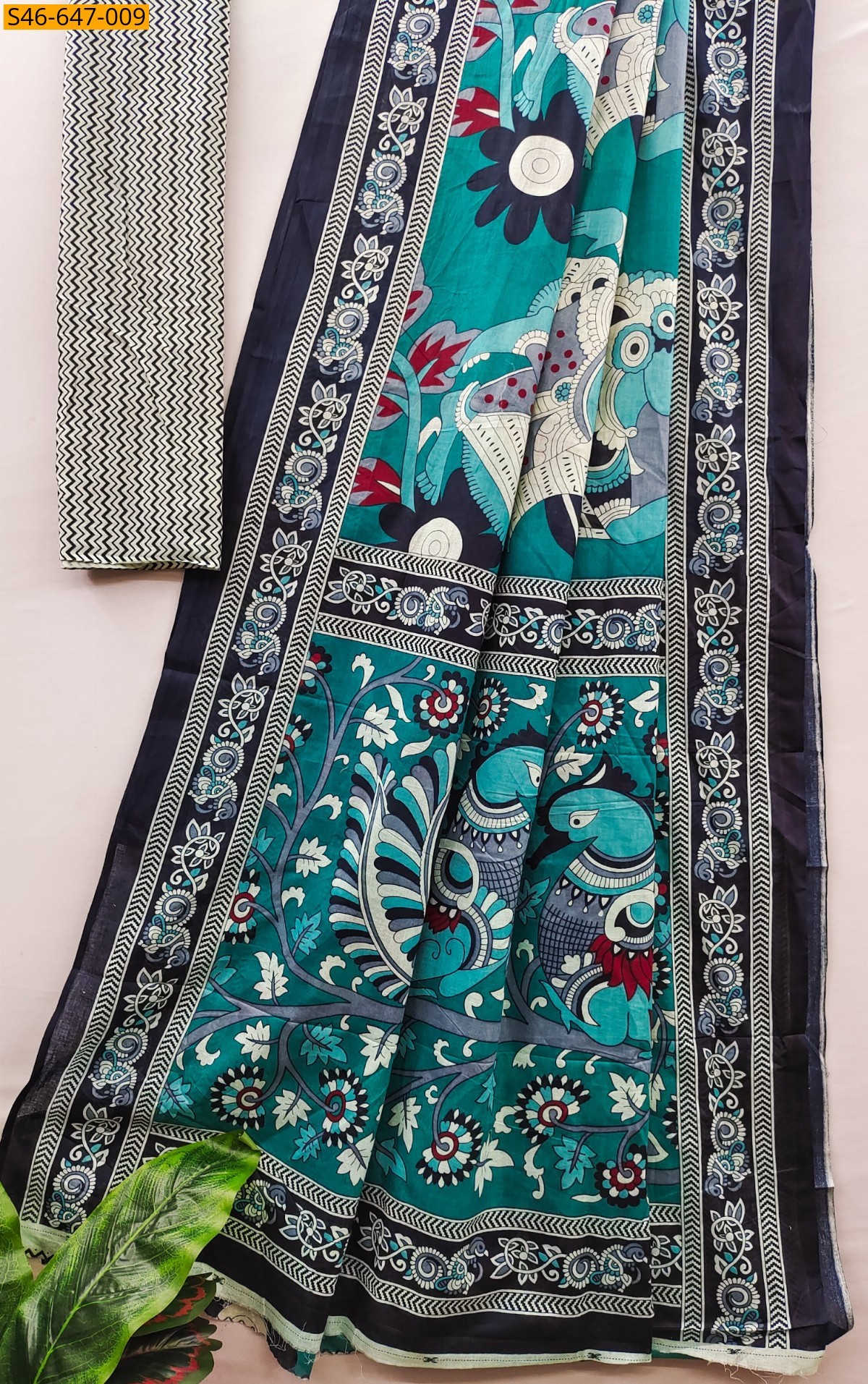 Blue Fancy Cotton  Saree