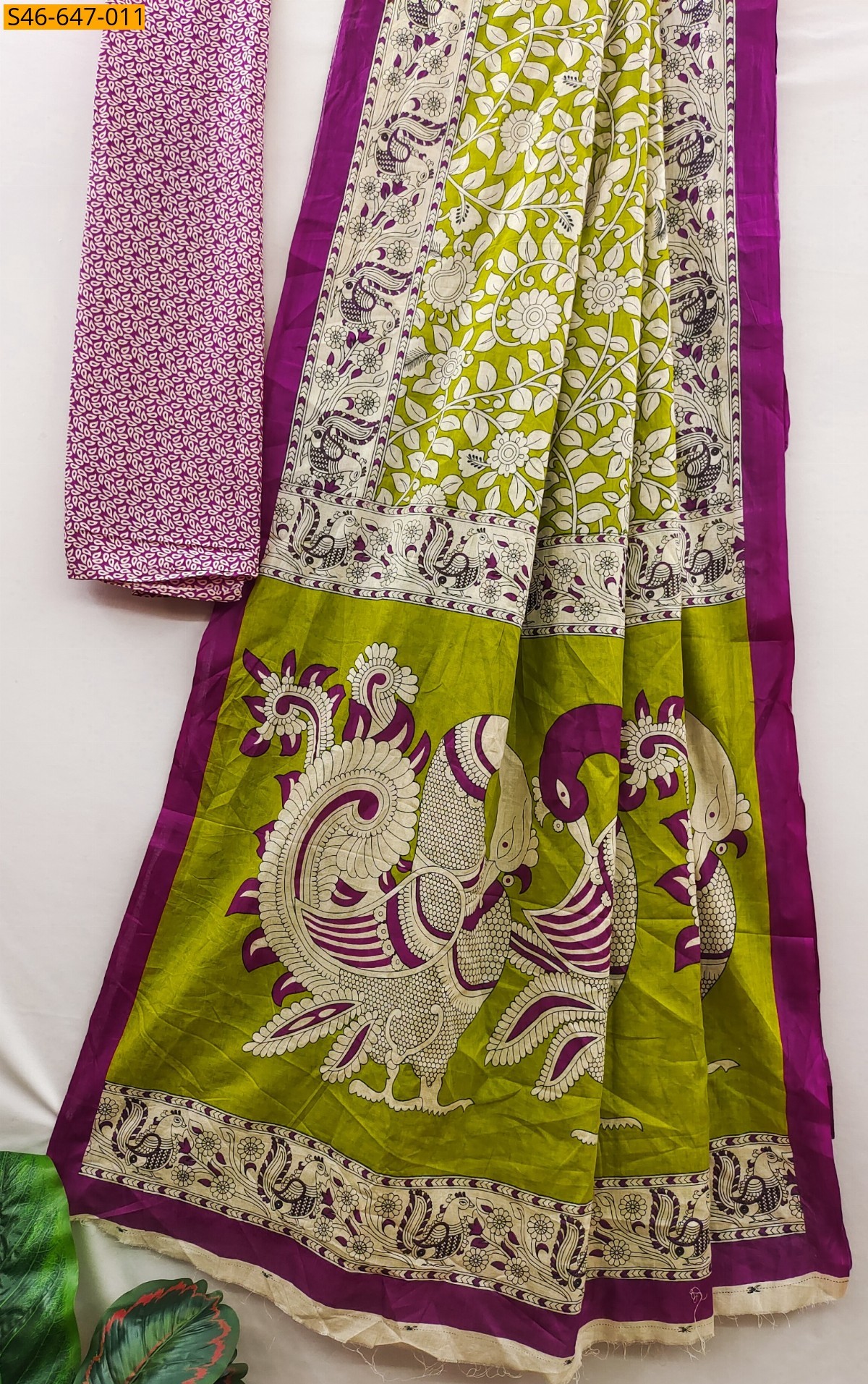 Green Fancy Cotton  Saree