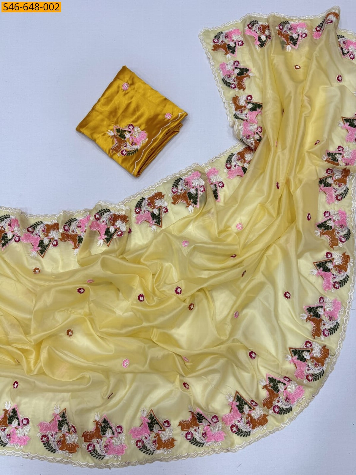 Yellow Fancy Soft Crystal Tissue Saree