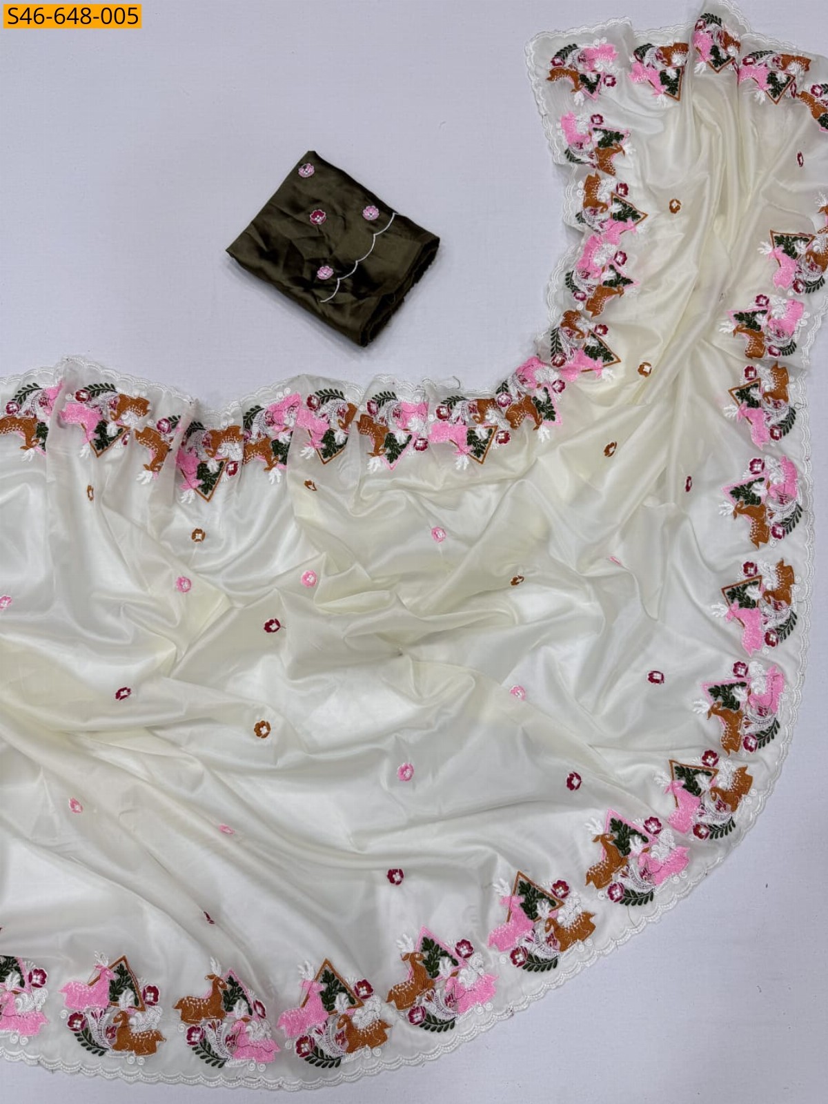 White Fancy Soft Crystal Tissue Saree