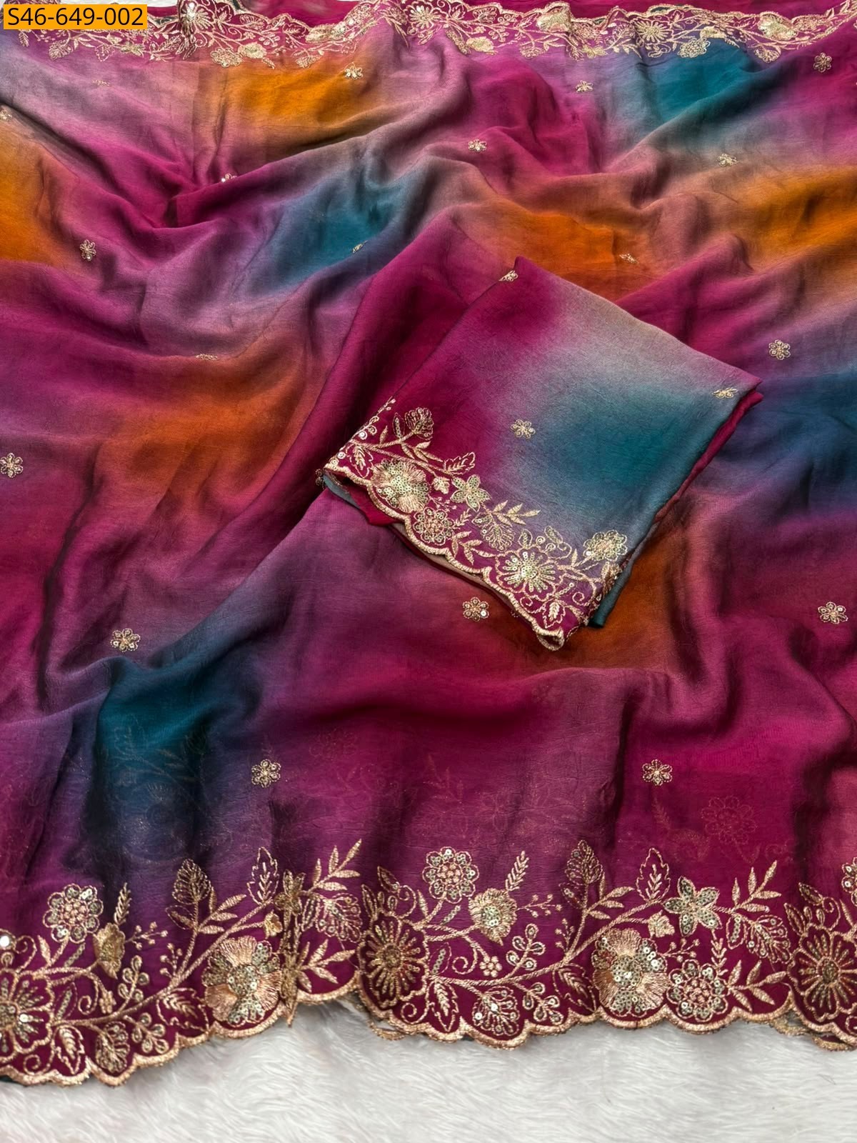 Pink Fancy Rangoli Crush Printed Saree