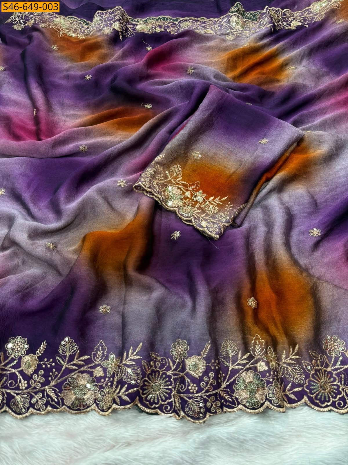 Purple Fancy Rangoli Crush Printed Saree
