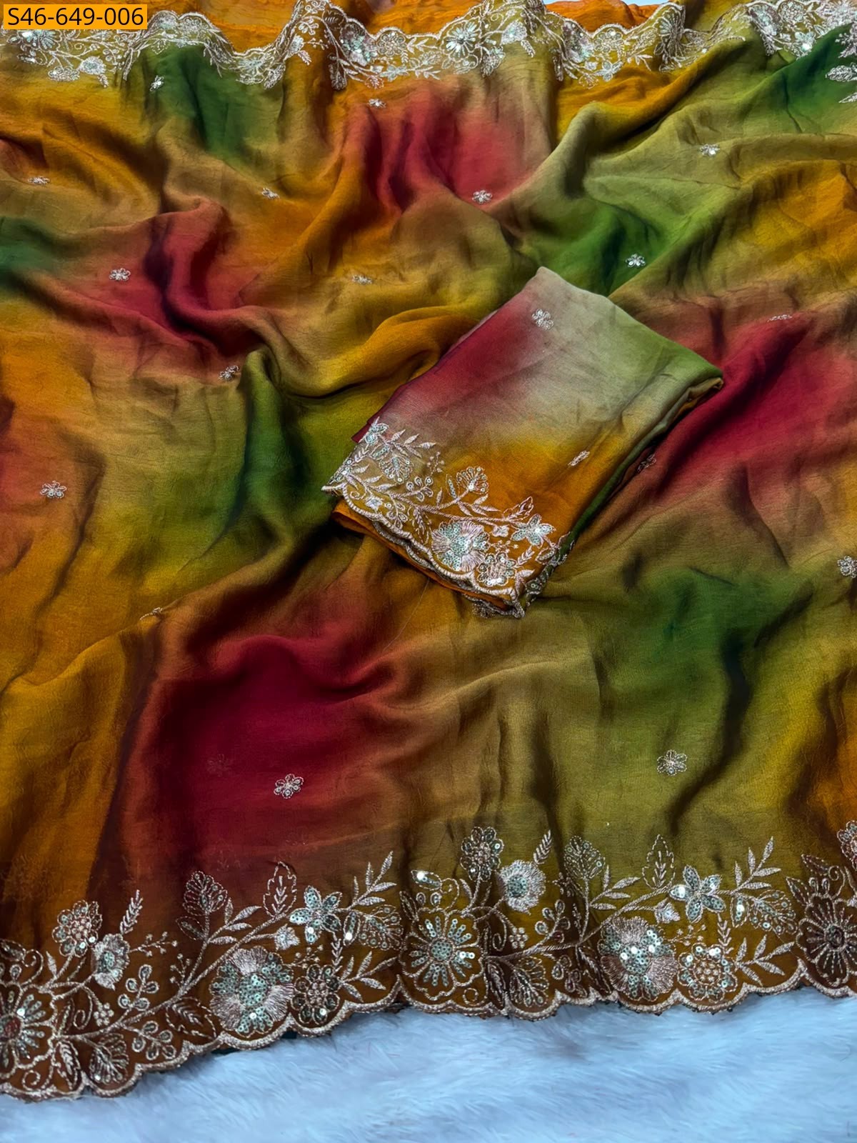 Multi Color Fancy Rangoli Crush Printed Saree