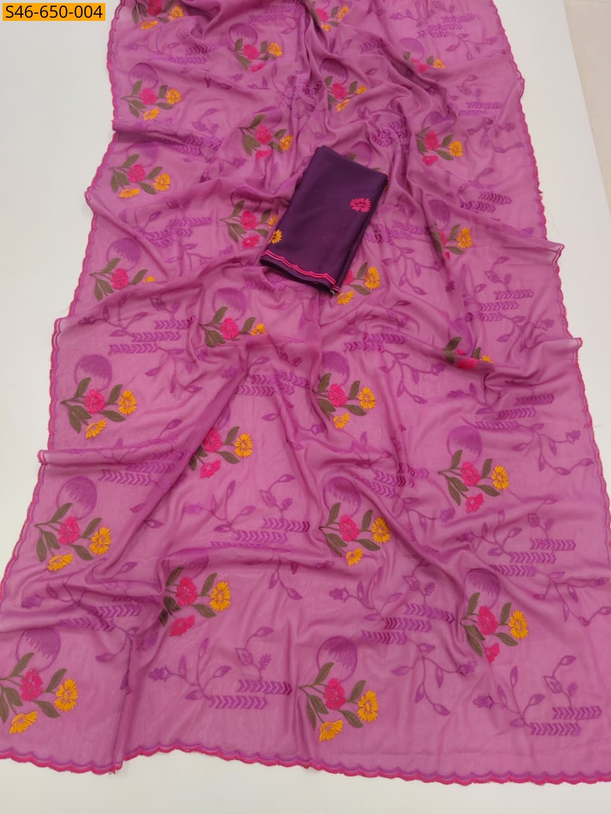 Rose Fancy Geaorgette Embroidery Saree