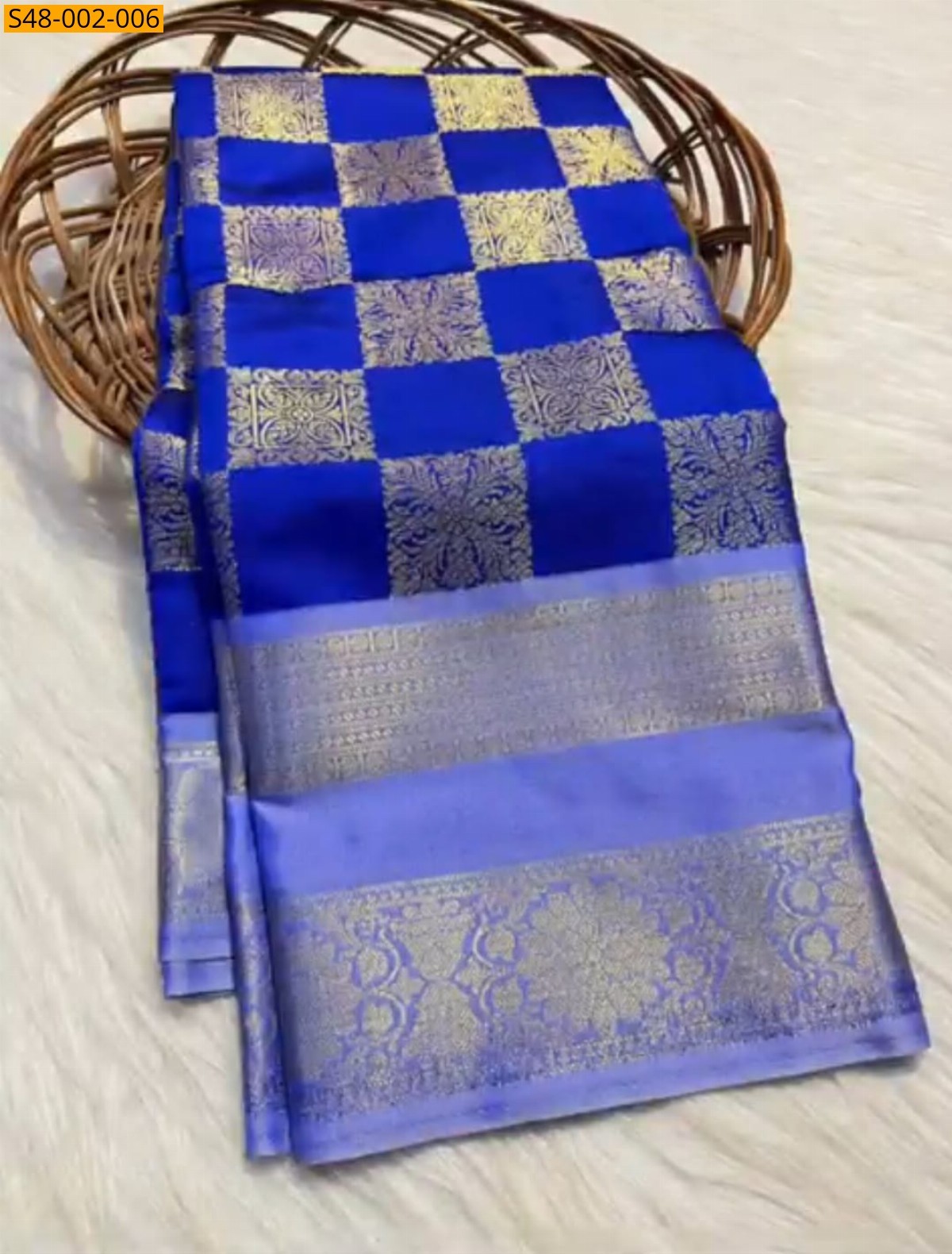 Blue Banarasi Semi Katan Soft Silk saree