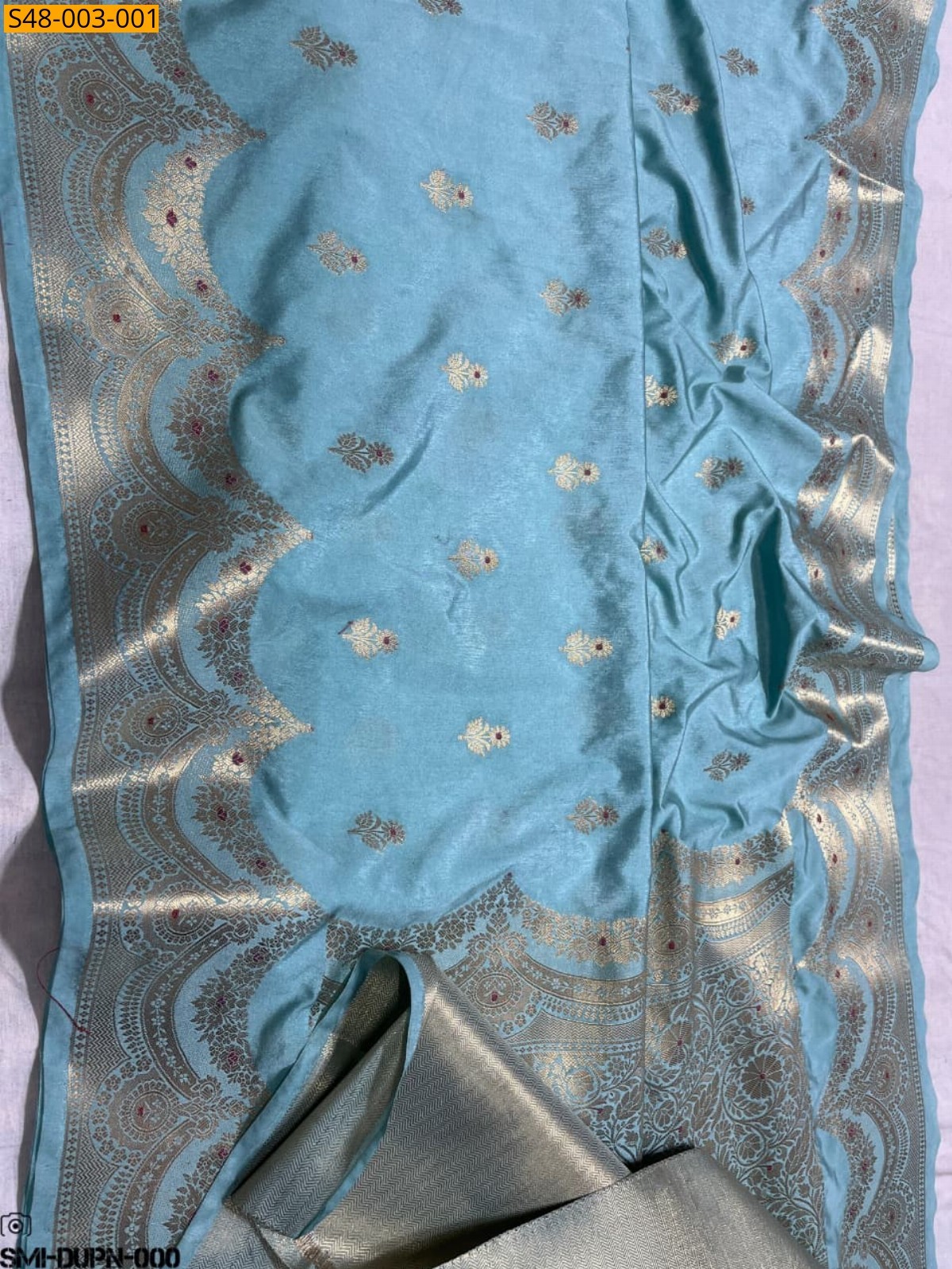 Sky blue Banarasi Semi Dupion Soft Silk Saree 