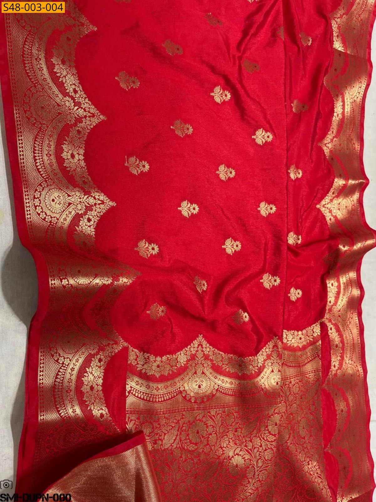 Red Banarasi Semi Dupion Soft Silk Saree 