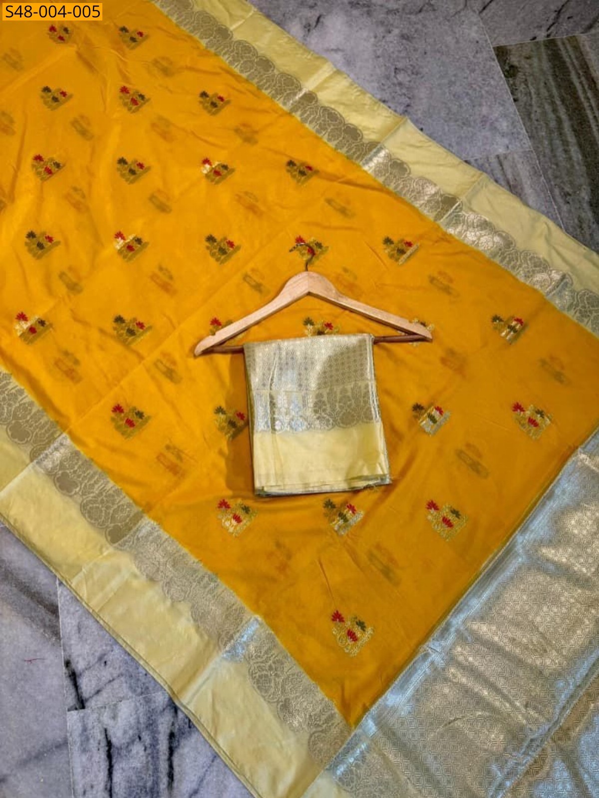 Yellow Banarasi Katan Soft Silk Saree 