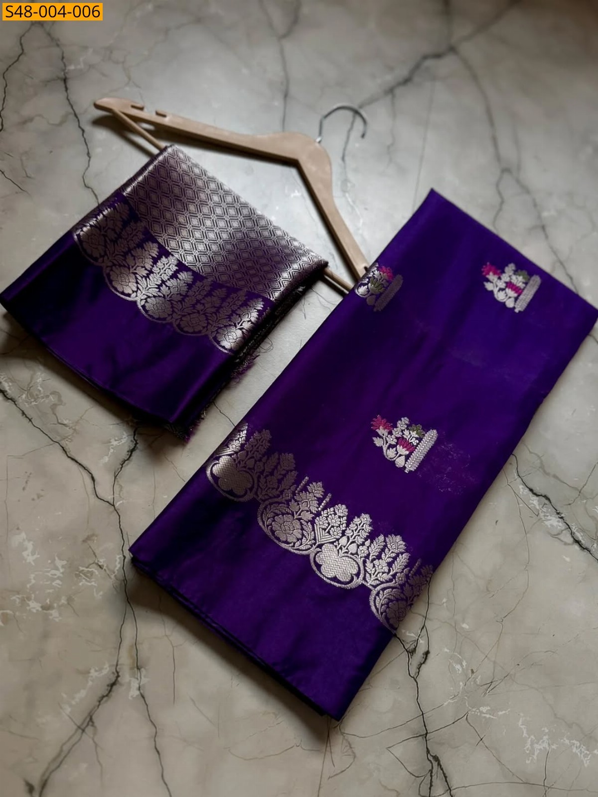 Violet Banarasi Katan Soft Silk Saree 