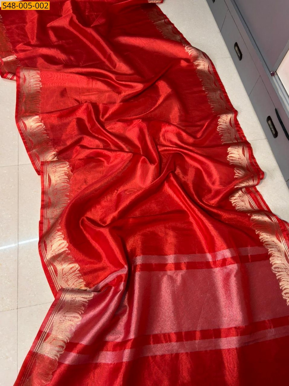 Red Banarasi Soft Tissue Silk Saree