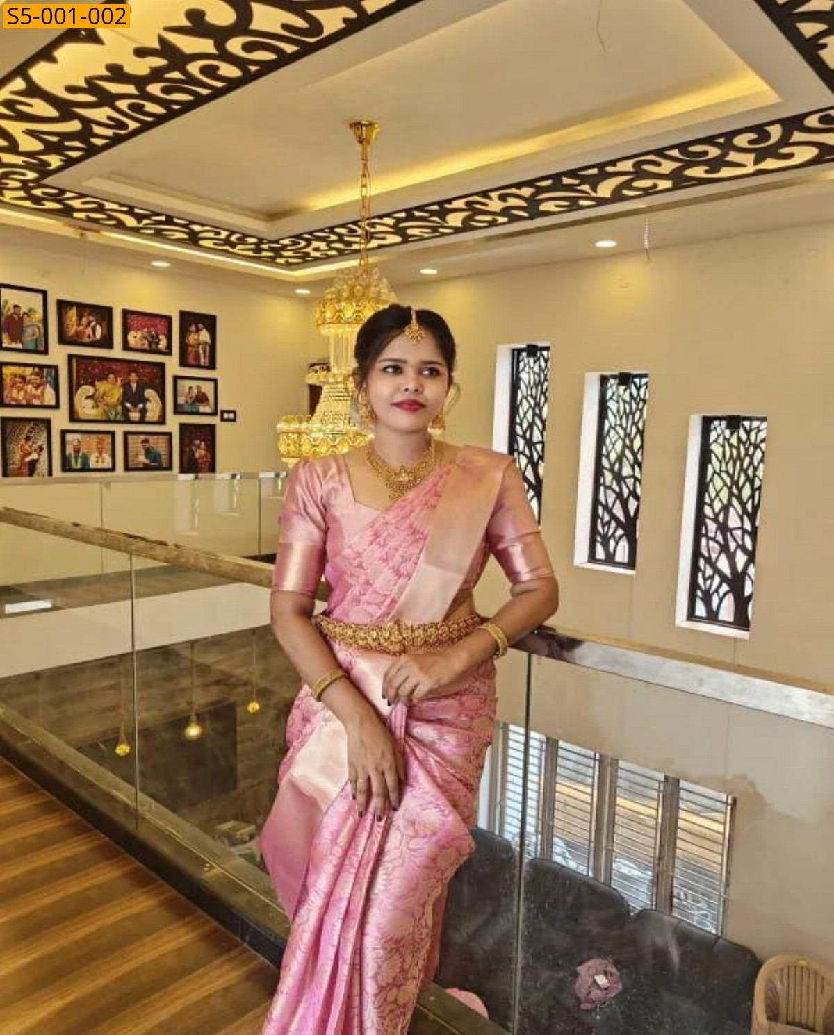 Pink Banaras tissue silk Saree