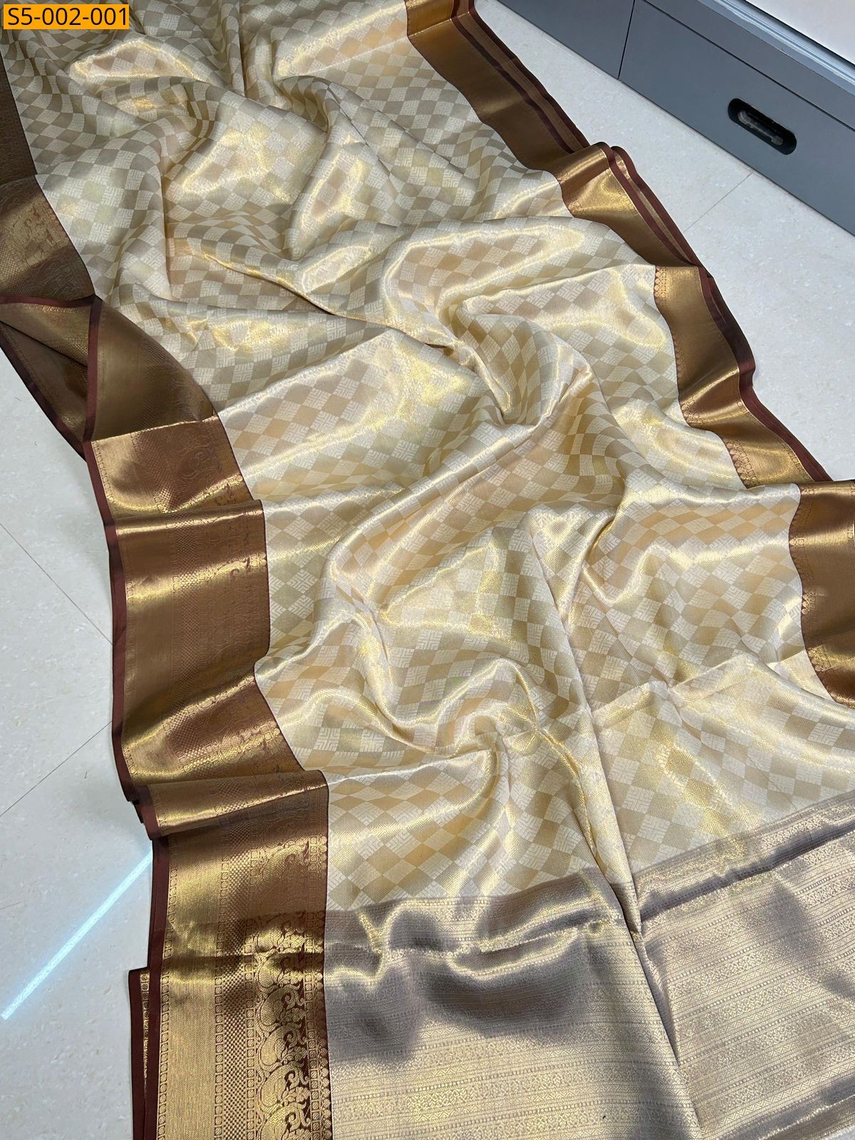 Sandle Banaras katan silk Saree