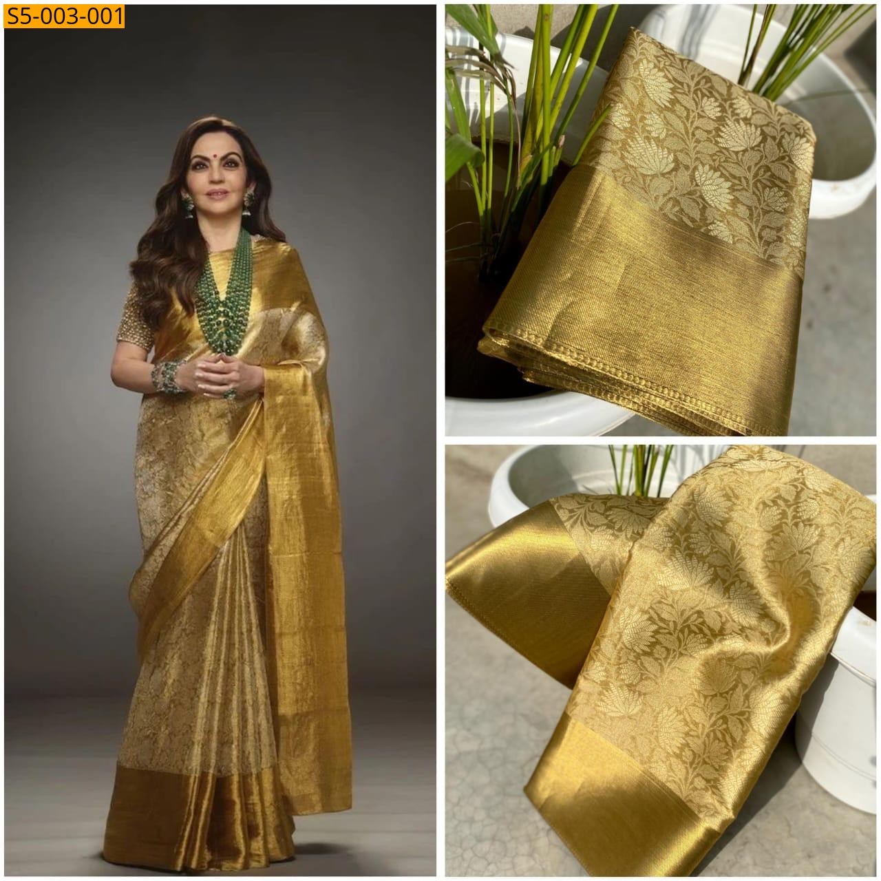 Gold Banaras tissue silk Saree