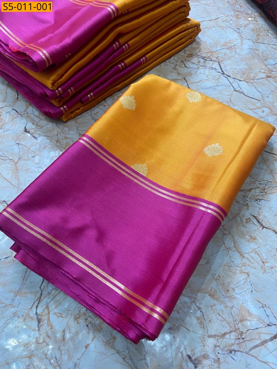 Yellow Fancy  Katan Silk Saree