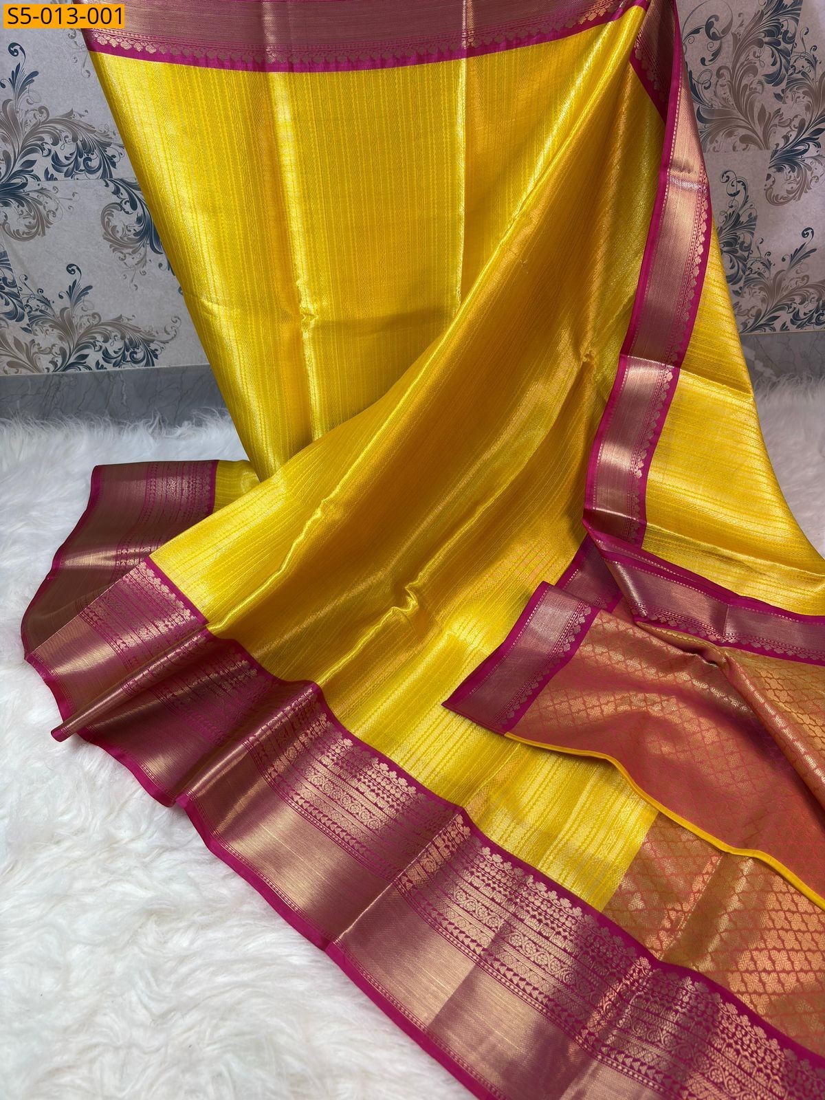 Yellow Fancy  Katan Silk Saree
