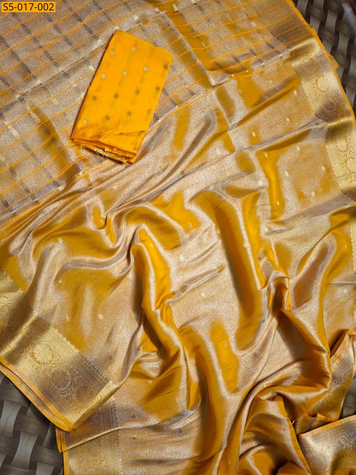 Orange Fancy  Banarasi Katan Tissue Silk Saree